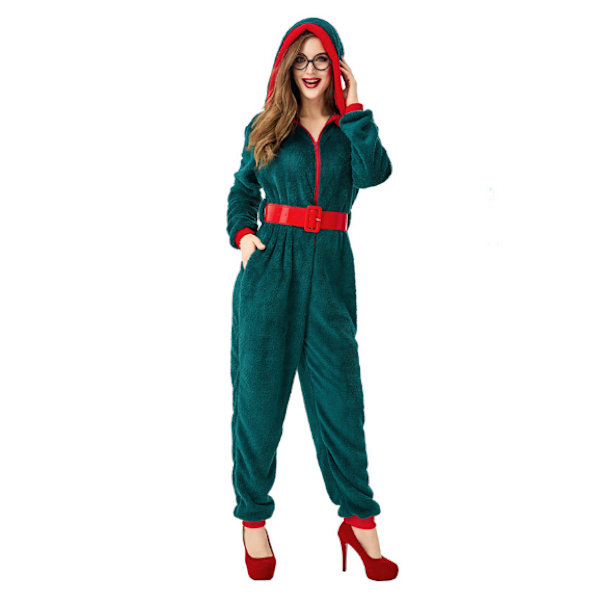 Jumpsuit med huva för kvinnor för jul L