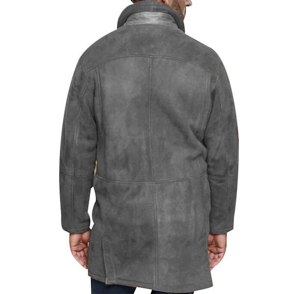 Trenchcoat för män varm vinterjacka överrock grey S