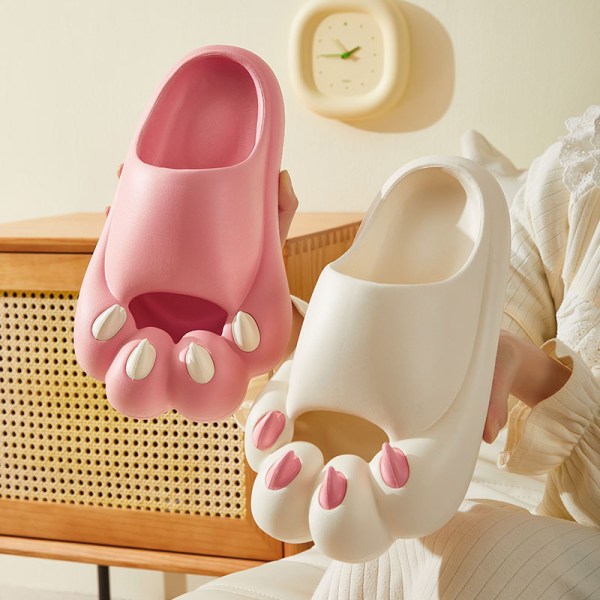 Cat Paw Tofflor Söta roliga bekväma mjuka hustofflor White Shoes Size 36-37