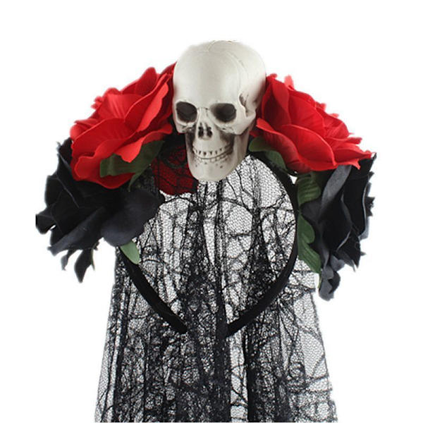 Halloween Veil Pannband Rose Flower Pannband Black