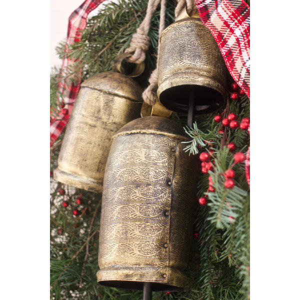 Set med 3 julkoklockor Rustik Vintage Lucky Cow Bell 3 Bells