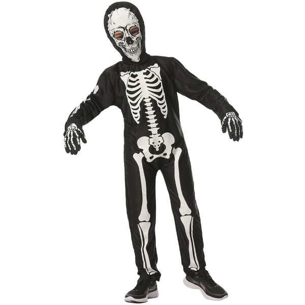 Børneskelet Kostume, Gløder i Mørket Skelet Halloween Kostumer L