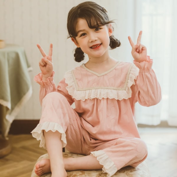 Tunn långärmad pyjamas för flickor för set 130