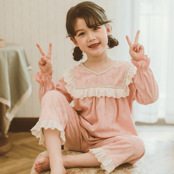 Tunn långärmad pyjamas för flickor för set 150