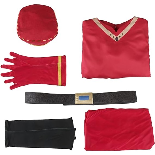 Herr Farquaad Cosplay Kostym Outfit Röd mantel Toppar Hatt Full Set XS