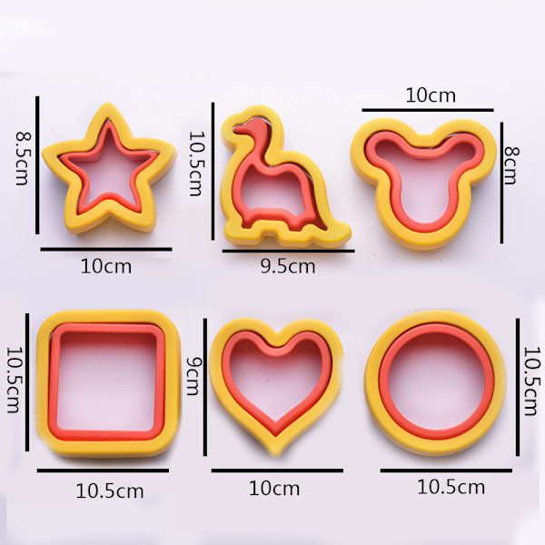 6 st Crustless Sandwich Cutter DIY Cookie Cutters Red 18 Pcs