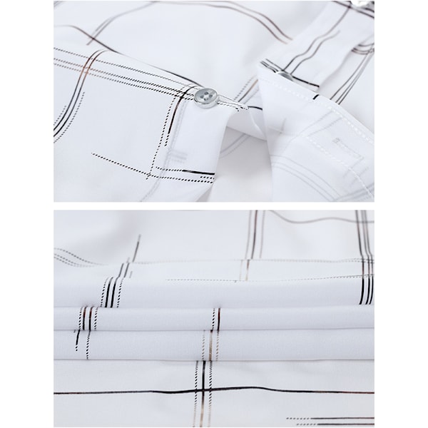 Mænds Plaid Skjorter med Knapper Langærmede Skjorter White M