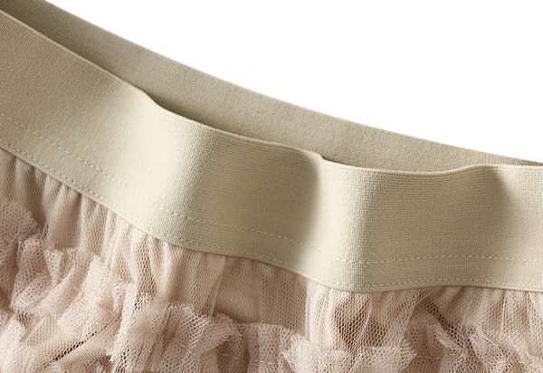 Kvinnors Elastisk Midja Lagrad Mesh-kjol Beige L