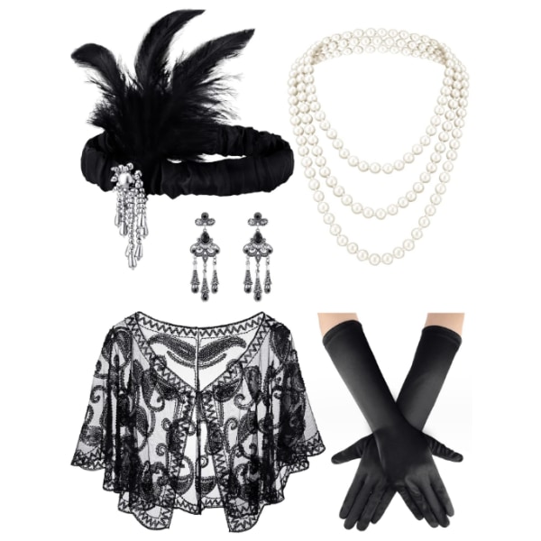 1920-luvun Flapper-asusteet Gatsby-asuun Set 3