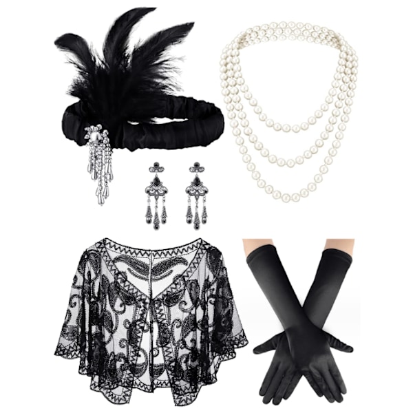 1920-tals Flapper-accessoarer Gatsby Kostymtillbehör Set Set 3