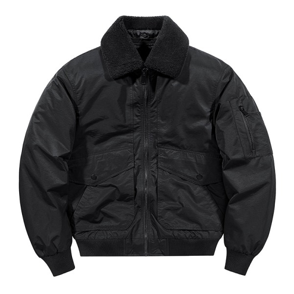 Herrjacka i bomull, vinterjacka i sherpa-fleece Black 2XL