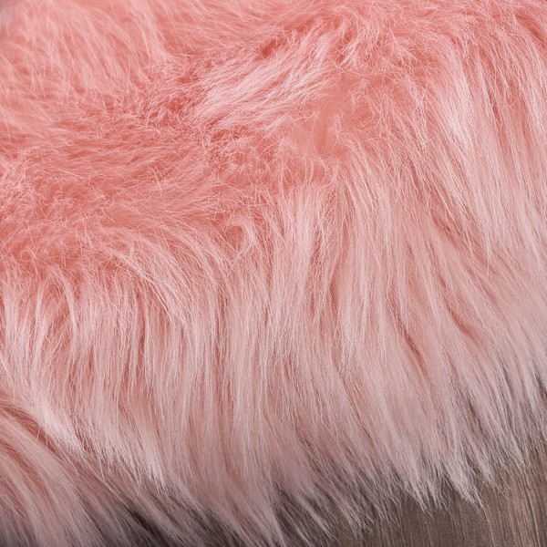 Rundt tæppe 3ft Kunstig Fårskind til Stue Blødt Vaskbart Pink
