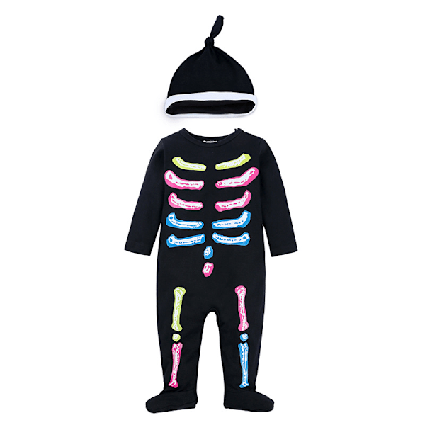 Baby Halloween Jumpsuit med Hat Skull Skeleton Cosplay Rompers 66