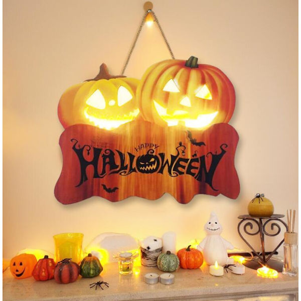 Halloween-kurpitsaovenkyltti LED-valoilla 30*25*1.5CM