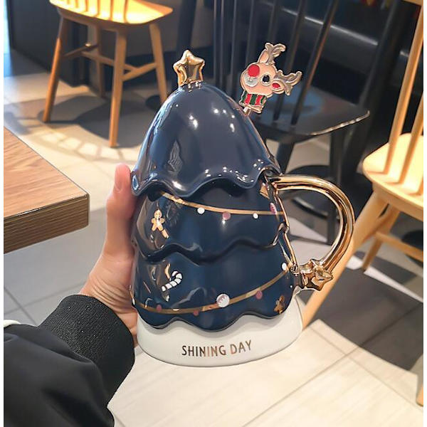 450ml Mugg i Julgransform Blue