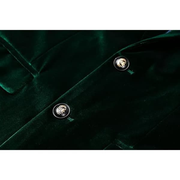 Mænds Fløjlsblazer Slim-Fit Mode Solid Suitjakke Green M