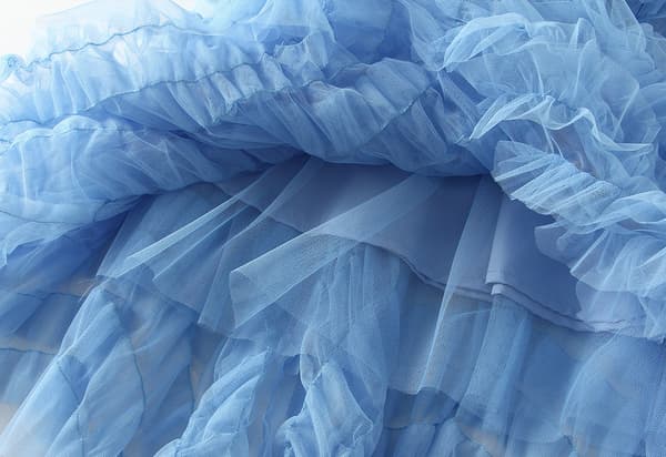 Kvinders Sød Elastisk Talje Tulle Lagdelt Ruffles Mesh Lang Lagdelt Skørt Blue