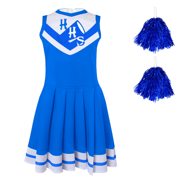 Kid's School Cheerleader kostym Halloween musikalisk festklänning blue 150cm