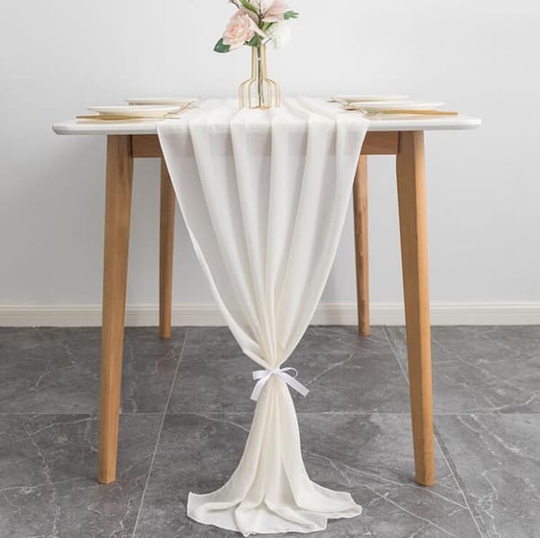 120*28 Tommer Solid Farge Chiffon Bordløper Apricot