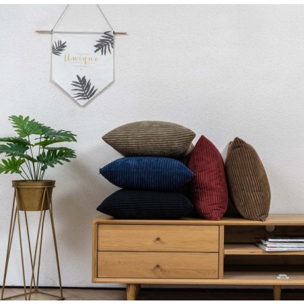 2 stk Fløyelsputetrekk, Ensfarget Stripete Putetrekk (45*45cm) Gray