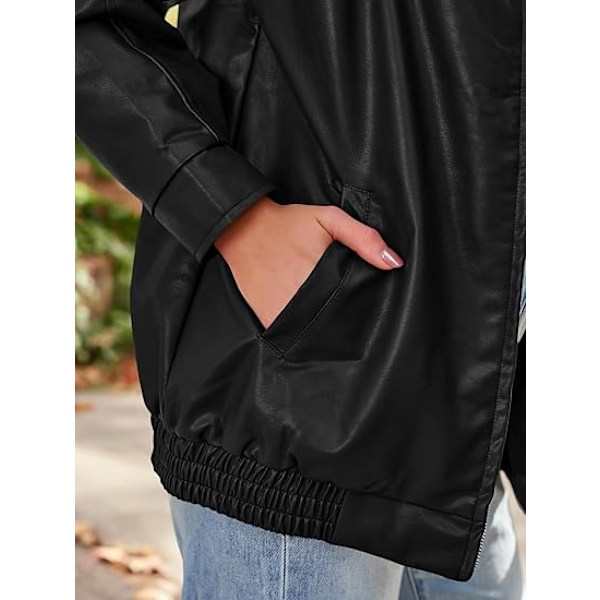 Oversized skinnjakke for kvinner - motorsykkeljakke 2XL