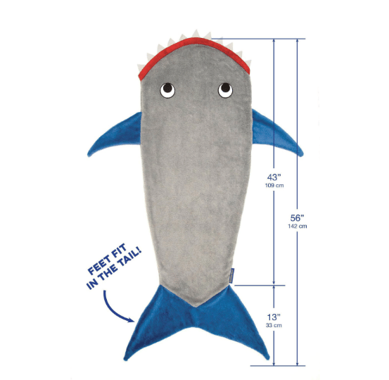 Shark Blanket Mermaid Kids Sovsäcksfilt gray