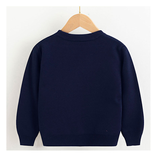 Kids Christmas Crew Neck Stickad Söt Pullover Blue 100