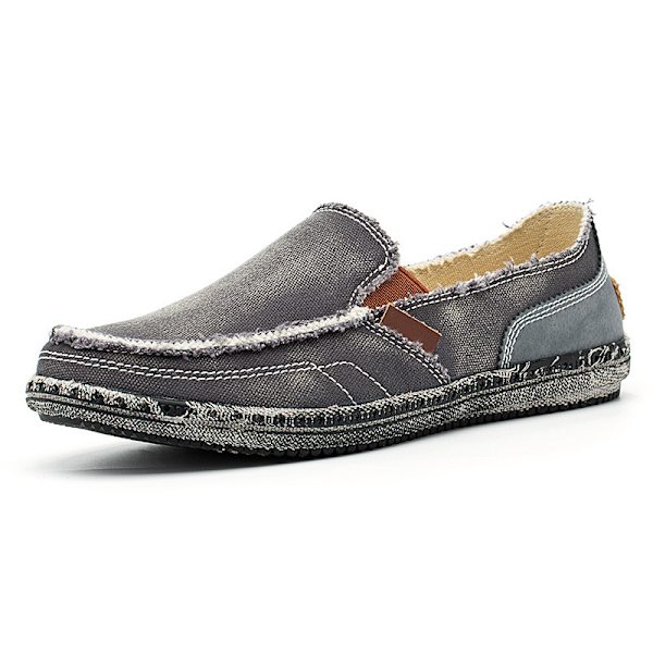 Mænds Casual Klud Sko Canvas Slip On Loafers Fritid Vintage Flat Båd Sko GRAY 39