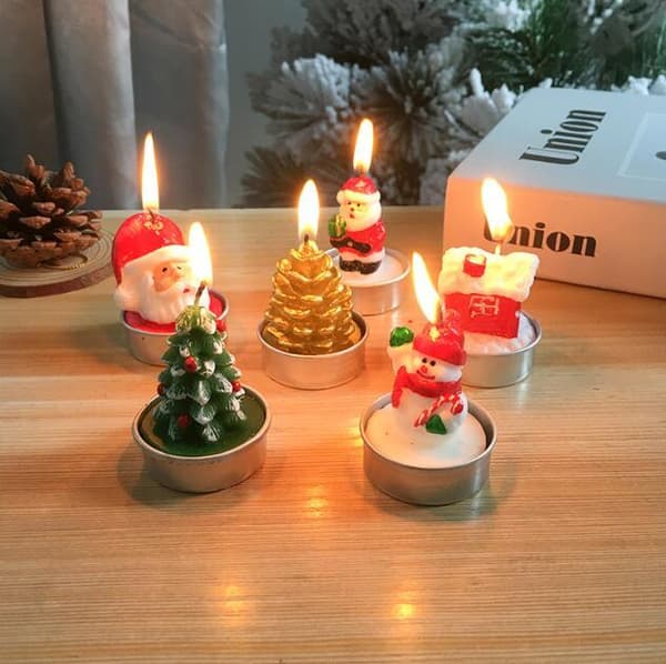 3 st julhantverkspresenter Målade ljus Christmas tree