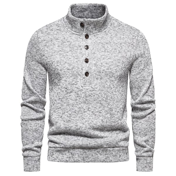 Turtleneck-tröja för män Casual Stickad Pullover-tröja Light Gray L