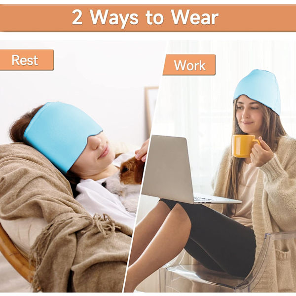 Huvudvärk Förkylning Migrän Relief Head Ice Pack Wrap Blue Double Layer