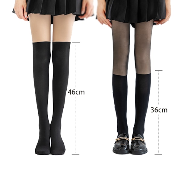 Mock Thigh High Strumpor Höga strumpor för kvinnor black2
