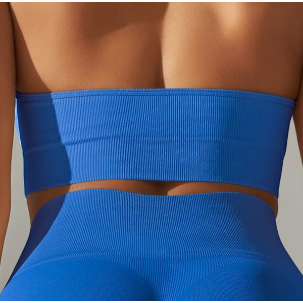Solid Färgad Stretch Yoga Kläder Blue M