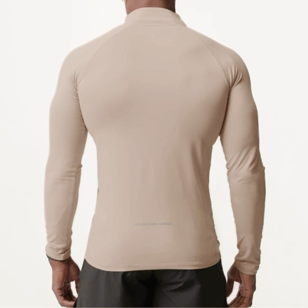 Menn's Langærmet Pullover Hurtigtørkende Genser Topp Beige XL