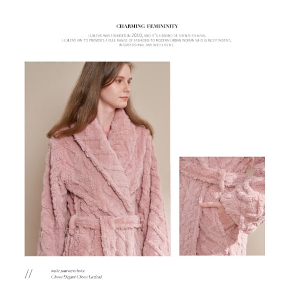 Miesten ja naisten Terry-shawl-turkkilainen kylpytakki Pink M