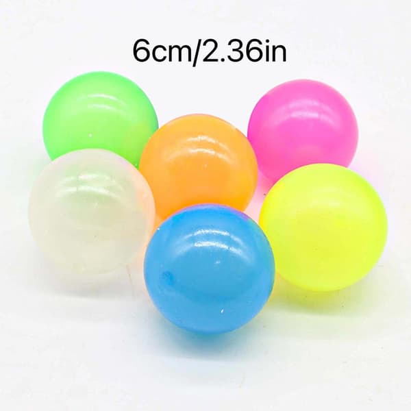 Glow in The Dark Sticky Balls, 6 st Luminous Stressbollar