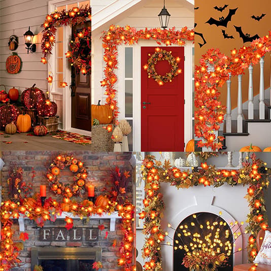 Thanksgiving Garland Lights Pumpkin Light String 6m 40 LED Lights