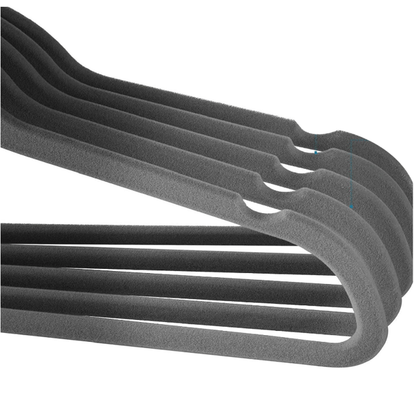 Halkfria sammetshängare, Kostymhängare (10-pack) grey
