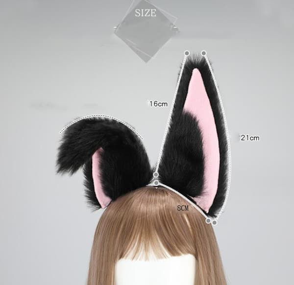 21CM Beast Ears Plush Søt Hodeplagg Black Pink