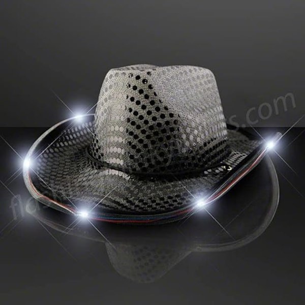 Sequin LED Lysende Cowboyhat til Kvinder Black