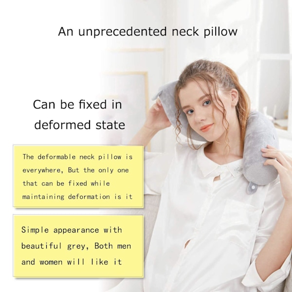 Twist Memory Foam Resepill för Nacke, Haka, Ländrygg och Ben - Perfekt för Resor Grey