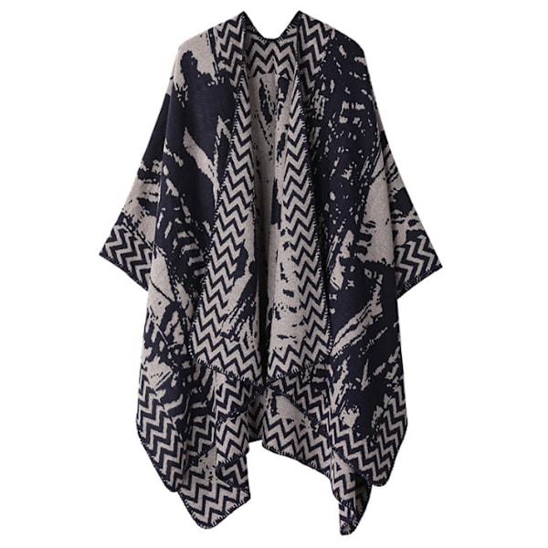 Retro Tofs Poncho Sjal Cape Wraps för kvinnor black2