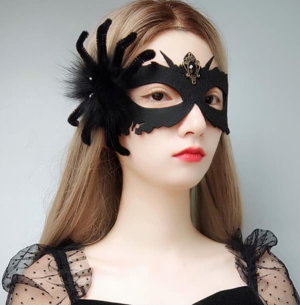 Halloween Sort Spinder Dødsmand Maske Black