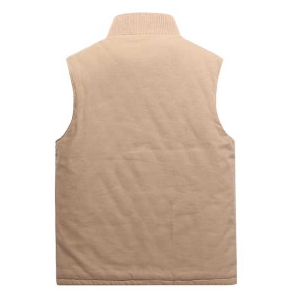 Mænds Fuldt Lynlås Canvas Cross Trail Vest Khaki 4XL