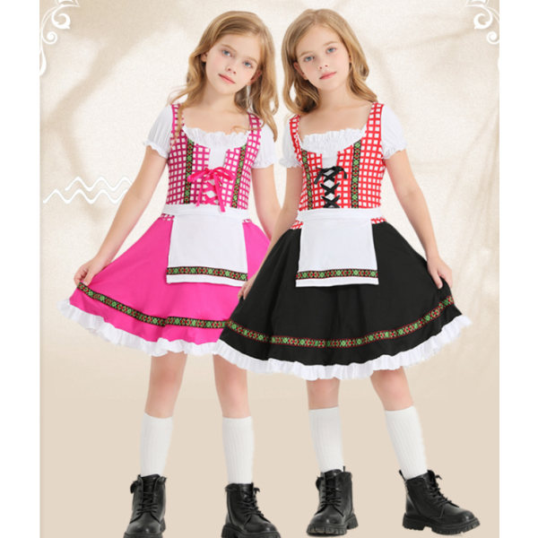 Tysk Oktoberfest Kostume til Piger Dirndl Kjole Pink S