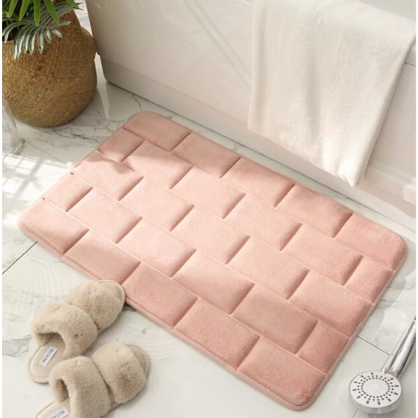 Superabsorberende Hurtigtørrende Badeværelsessvamp Gulvmåtte Pink 40*60CM