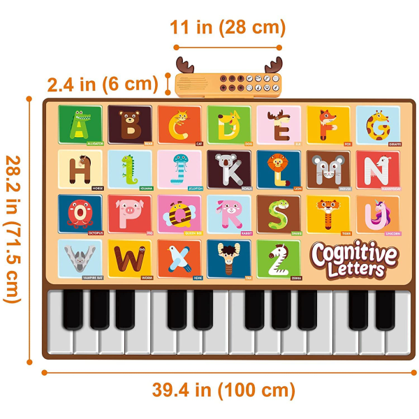 Baby Klavermåtte, Musikalsk Tastatur Læringslegetøj med 26 Bogstaver