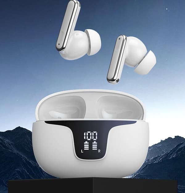 Trådlösa hörlurar Bluetooth ENC+ANC brusreducerande hörlurar White