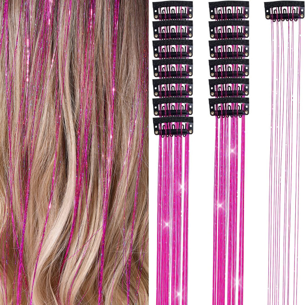 8st Hår Tinsel Clip in, 19,8 Inc Rose