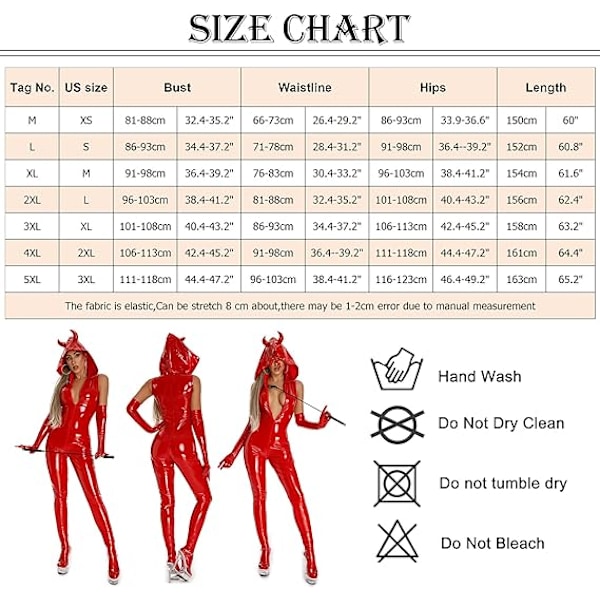 Kvinders Læder Body Suit Sæt Sexy Lynlås Patent Lingeri Red 4XL